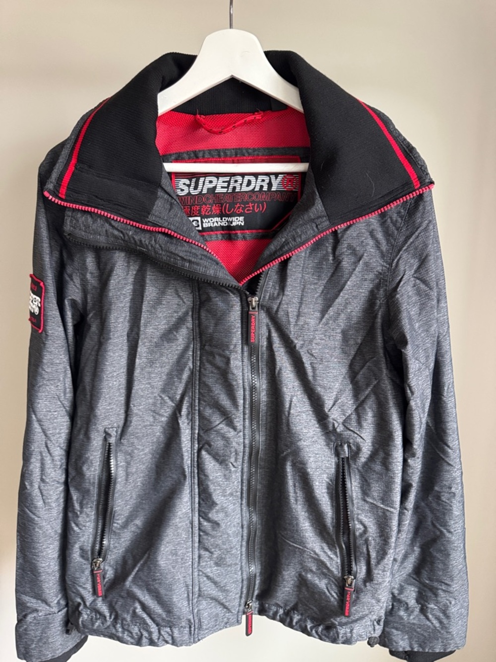 Superdry Gray Jacket with Red Accents